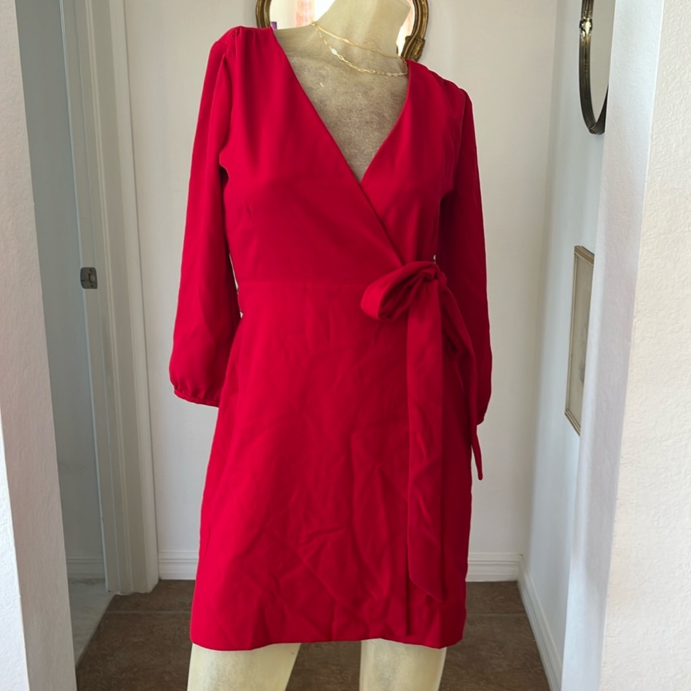Chic J. Crew Red Wrap Dress